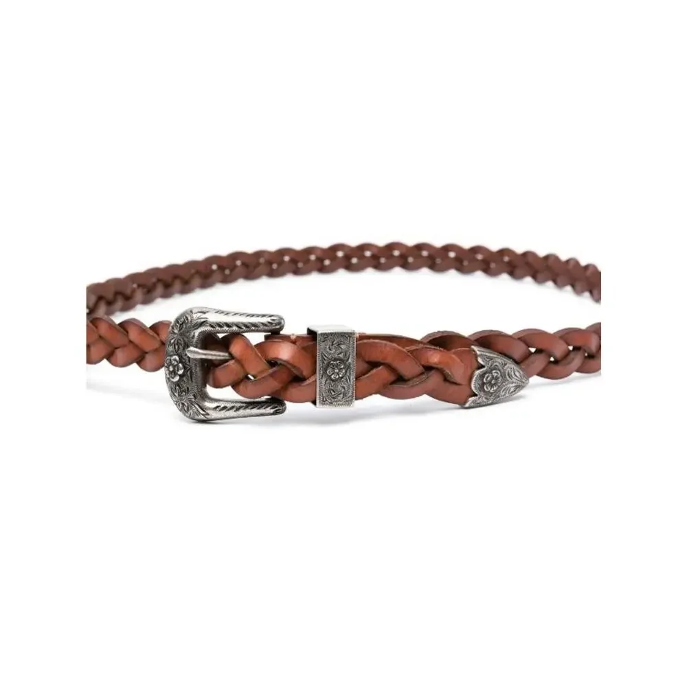 Polo Ralph Lauren women’s Medium braided Leather 20mm double-buckle belt Brown
